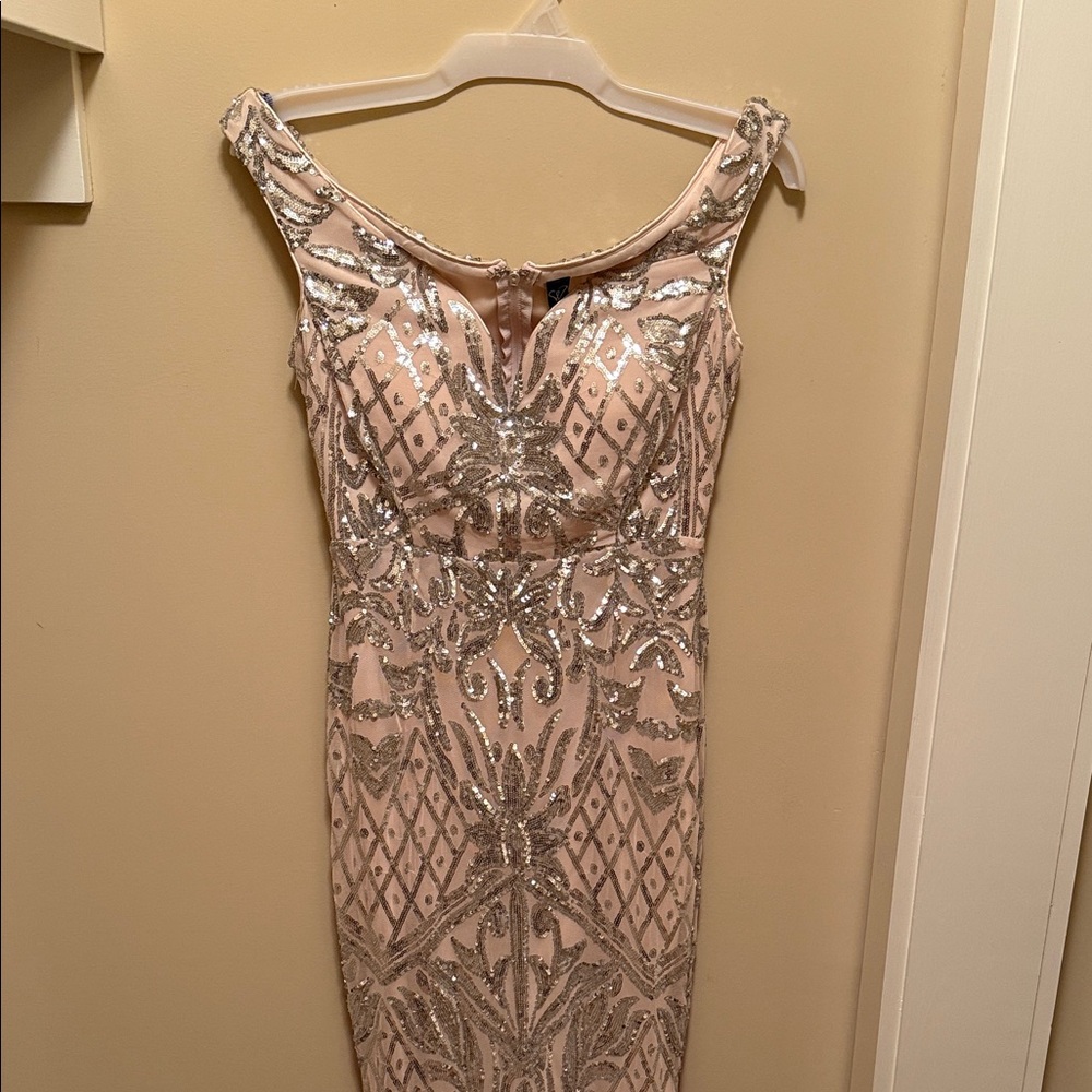 Windsor Silver Sequin Nude Prom Gown - Picture 5 of 5
